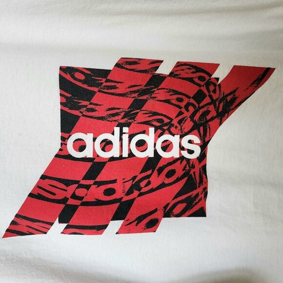 Adidas Black Red Logo Vintage USA Made Heavy Weight Single Stitch Shirt Size 2XL - Picture 2 of 5